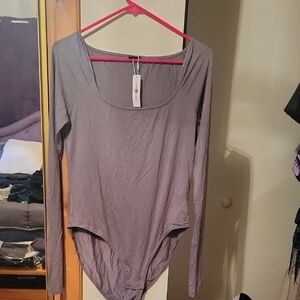 Cosabella Gray Fitted Long Sleeve Bodysuit